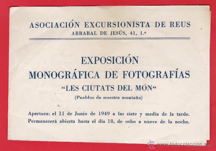 Coleccionismo: programa - exp. monografica de fotografias / les ciutats del mon - reus - a&ntilde;o 1949 -