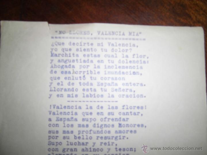 Coleccionismo: POEMA NO LLORES VALENCIA MIA MECANOSCRITO ORIGINAL RAFAEL SIERRA ALICANTE - Foto 1 - 43651526
