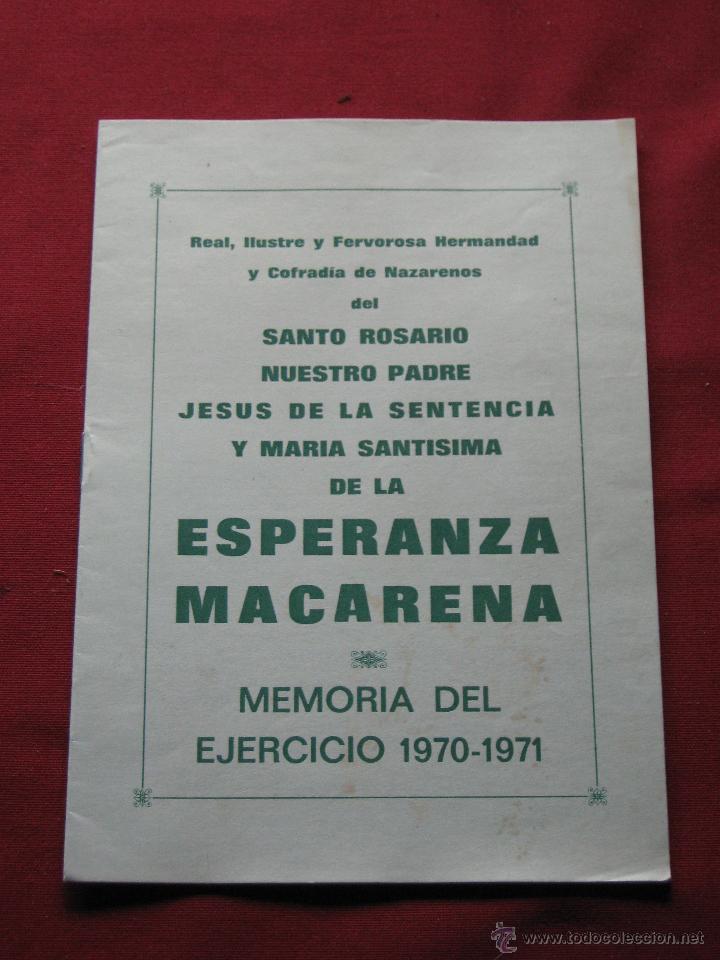 Sammelleidenschaft Papier: HERMANDAD DE LA MACARENA - ROSARIO Y MEMORIA DEL EJERCICIO 1970/71