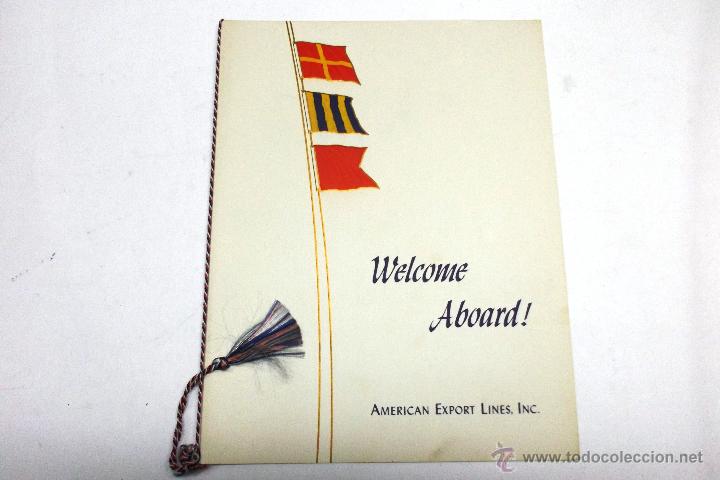 Coleccionismo: MENU DEL TRASATLANTICO S.S. CONSTITUTION, AMERICAN EXPORT LINES. 1-12-1955. Captain E.H. Nelson.
