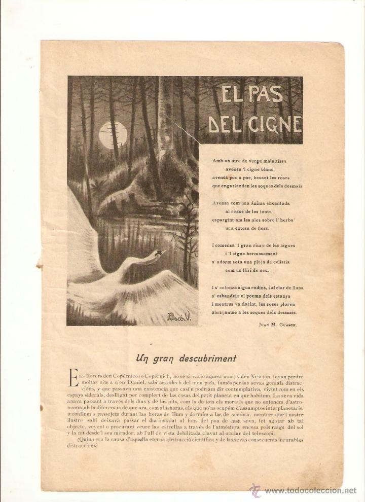 Collectionnisme: A&Ntilde;O 1902 RECORTE PRENSA POESIA EL PAS DEL CIGNE JOAN M GUASCH EN CATALAN DIBUJO PASCO MODERNISMO
