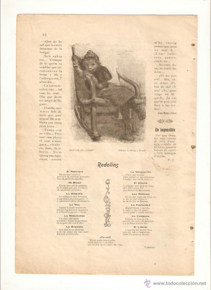 Collectionnisme: A&Ntilde;O 1902 RECORTE PRENSA MODERNISMO PINTURA DIBUJO AL CARBON BERGA I BOADA OLOT