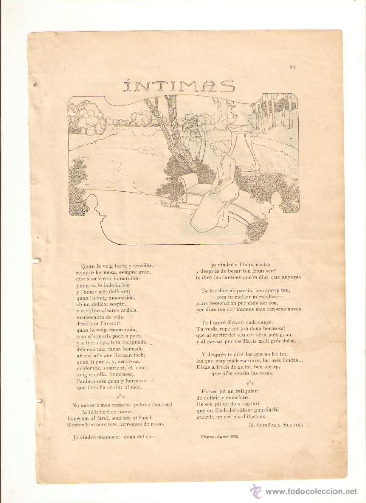 Coleccionismo: A&Ntilde;O 1902 RECORTE PRENSA EN CATALAN MODERNISMO POESIA SURI&Ntilde;ACH SENTIES