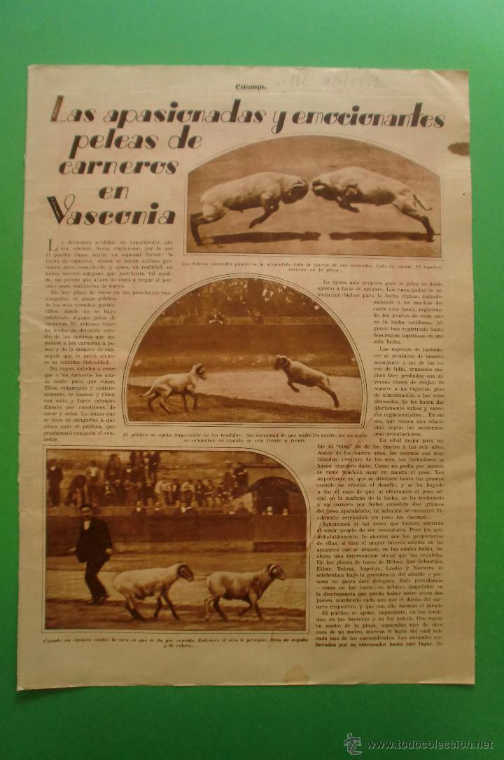 Coleccionismo: HOJA SUELTA ESTAMPA 04/07/1931 N&ordm; 182 - PELEAS DE CARNEROS EN VASCONIA -