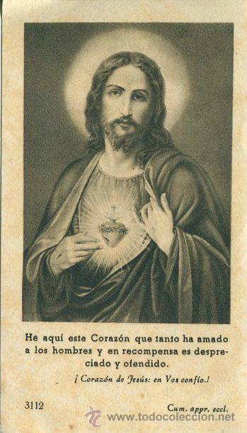 Coleccionismo: Antigua estampa religiosa - sagrado corazonde jesus, 3112