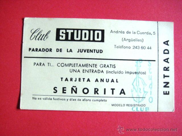 Coleccionismo: TARJETA GRATUITA PARA SE&Ntilde;ORITAS. CLUB STUDIO. MADRID A&Ntilde;OS 60.. .