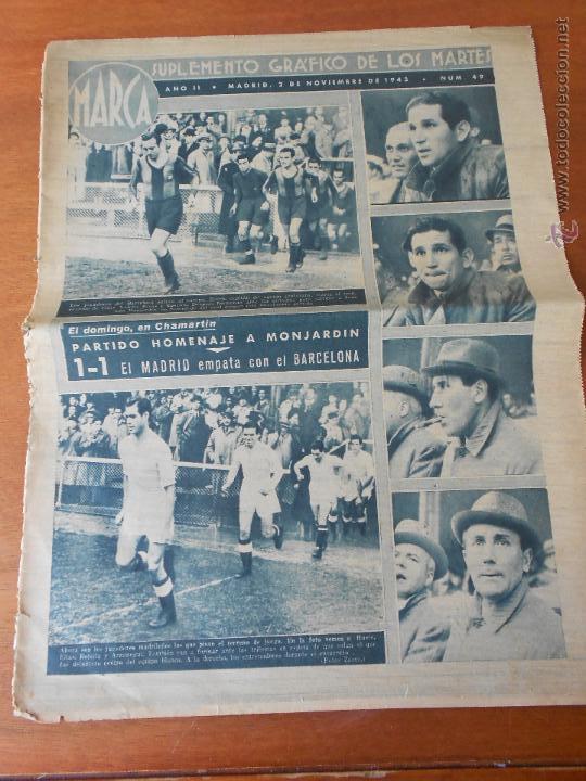 Coleccionismo: ART&Iacute;CULO PRENSA 1943: EMPATE REAL MADRID - BARCELONA EN CHAMART&Iacute;N. HOMENAJE A MONJARD&Iacute;N.