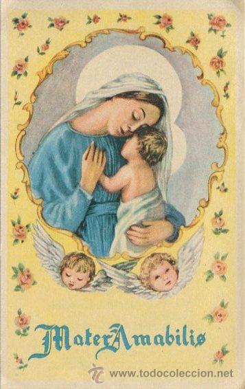 Coleccionismo: Antigua estampa, mater amabilis, mes de maria dia II, jaculatoria, con licencia