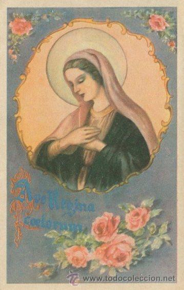 Coleccionismo: Antigua estampa, ave regina coelorum, mes de maria dia 25, jaculatoria, con licencia