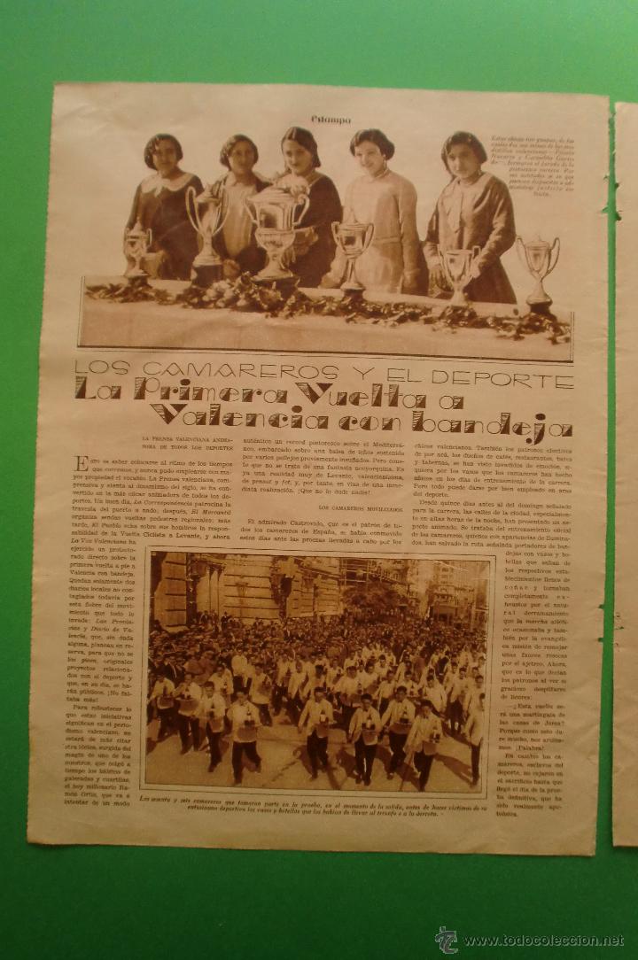 Colecionismo: HOJA SUELTA ESTAMPA N&ordm; 142 30/09/1930 1&ordf; VUELTA A VALENCIA CON BANDEJA - CAMAREROS