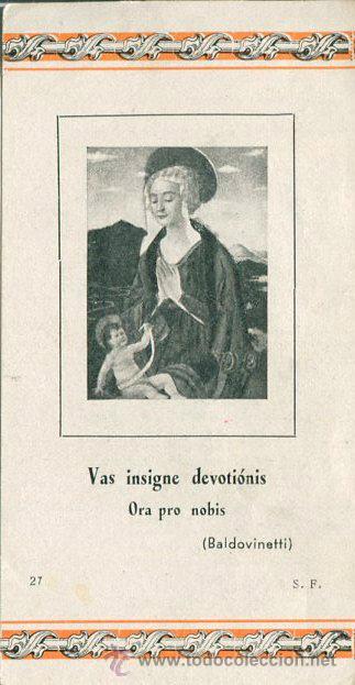 Coleccionismo: Antigua estampa, vas insigne devotionis, ora pro nobis , con licencia