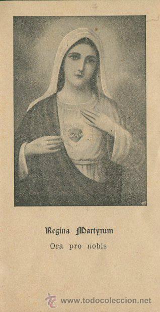Coleccionismo: Antigua postal, ora pro nobis, con licencia, purisimo corazon de maria