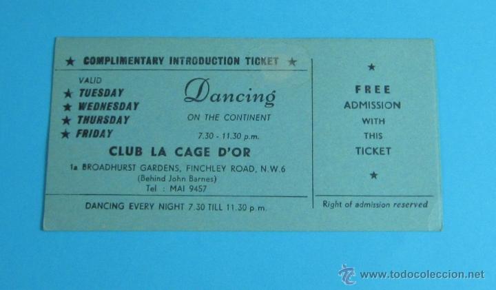 Coleccionismo: TICKET CLUB LA CAGE DOR - Foto 1