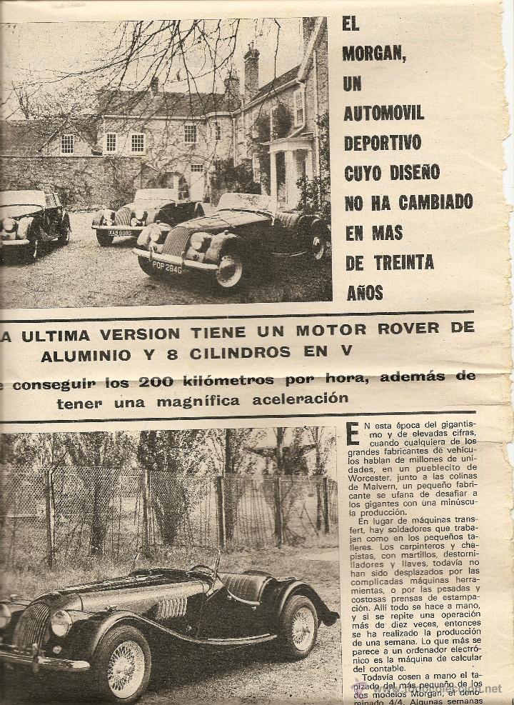 Coleccionismo: MORGAN 4/4, RECORTE DE PRENSA, 3 CARAS , 1969