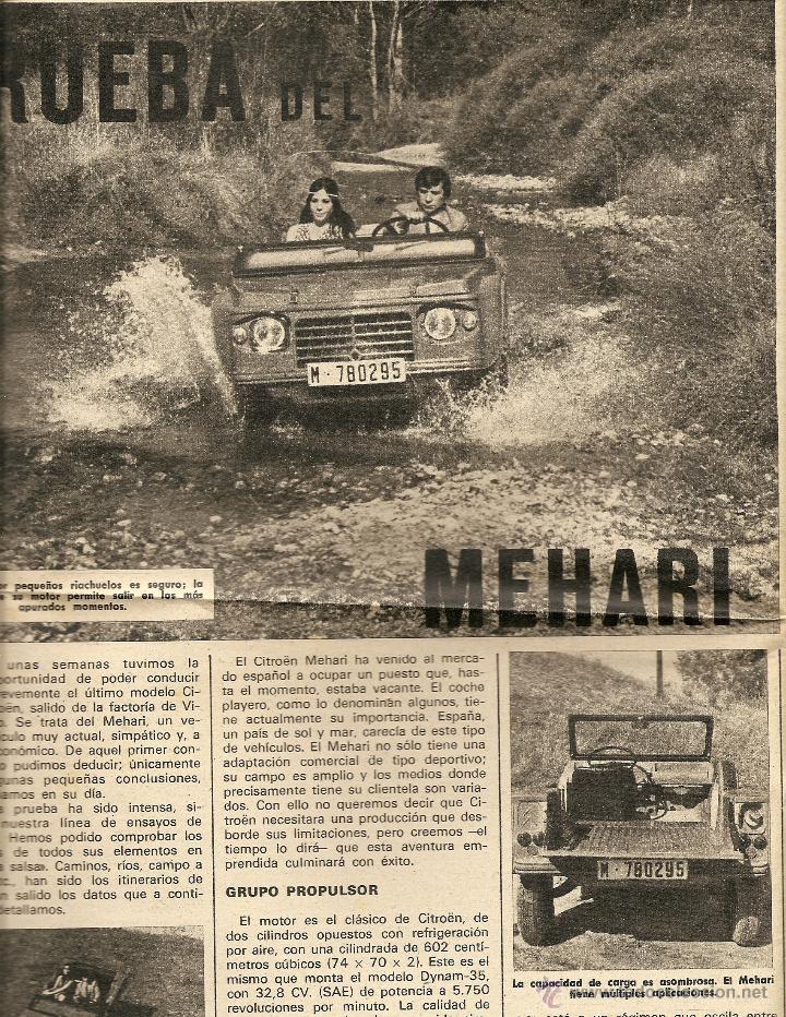 Coleccionismo: PRUEBA CITROEN MEHARI, RECORTE DE PRENSA, 3 CARAS , 1969