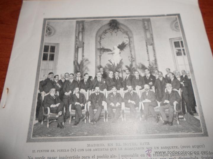Coleccionismo: FOTOGRAF&Iacute;A DE PRENSA ORIGINAL DE 1919: MADRID, HOTEL RITZ BANQUETE AL PINTOR SR. PINELO