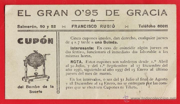 Coleccionismo: antiguo cupon del bombo de la suerte - el gran 0'95 de gracia / francisco rubio / barcelona