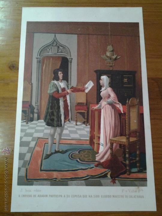 Sammelleidenschaft Papier: ANTIGUA LAMINA CROMOLITOGRAFIA ENRIQUE DE ARAGON MAESTRE DE CALATRAVA SEIX EDITOR