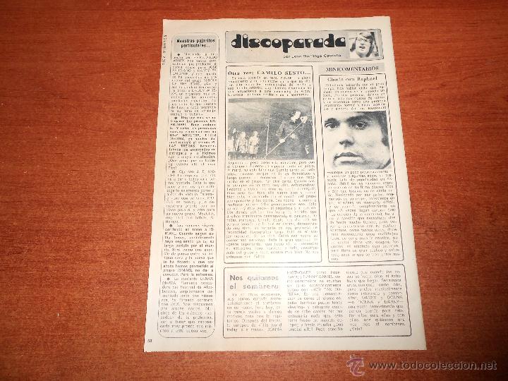 Coleccionismo: ART&Iacute;CULO EN PRENSA 1973: CAMILO SESTO EN NEW SUNSET . RAPHAEL