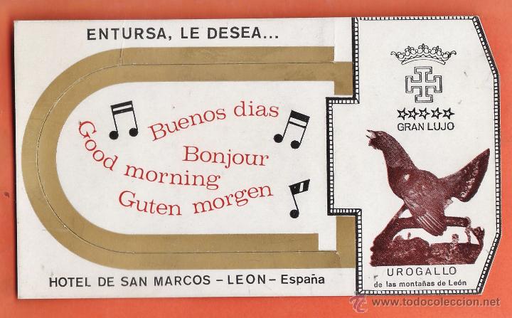 Colecionismo: tarjeta de habitacion - hotel san marcos - leon - troquelada - a&ntilde;os 70