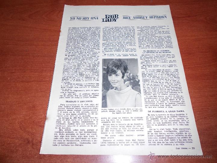 Coleccionismo: ART&Iacute;CULO DE PRENSA 1966 AUDREY HEPBURN - Foto 2