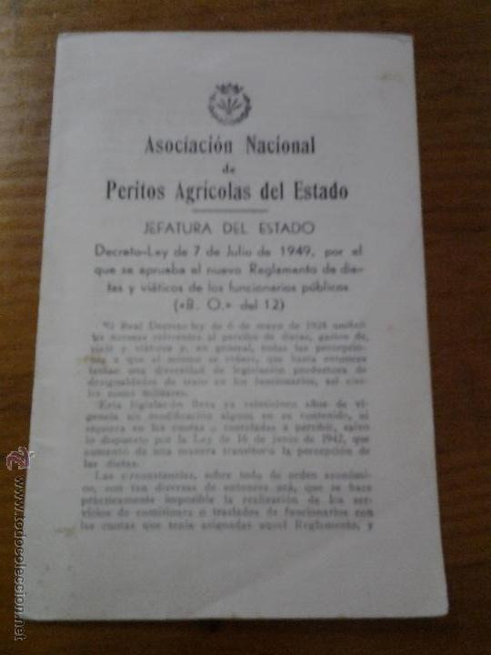 Sammelleidenschaft Papier: ASOCIACION NACIONAL PERITOS AGRICOLAS REGLAMENTO DIETAS Y VIATICOS 1949