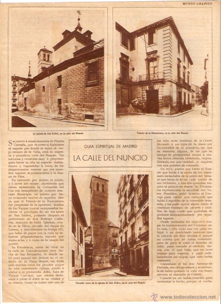 Coleccionismo: A&Ntilde;O 1930 RECORTE PRENSA MADRID FOTOS ANTIGUAS CALLE DEL NUNCIO PARROQUIA IGLESIA SAN PEDRO