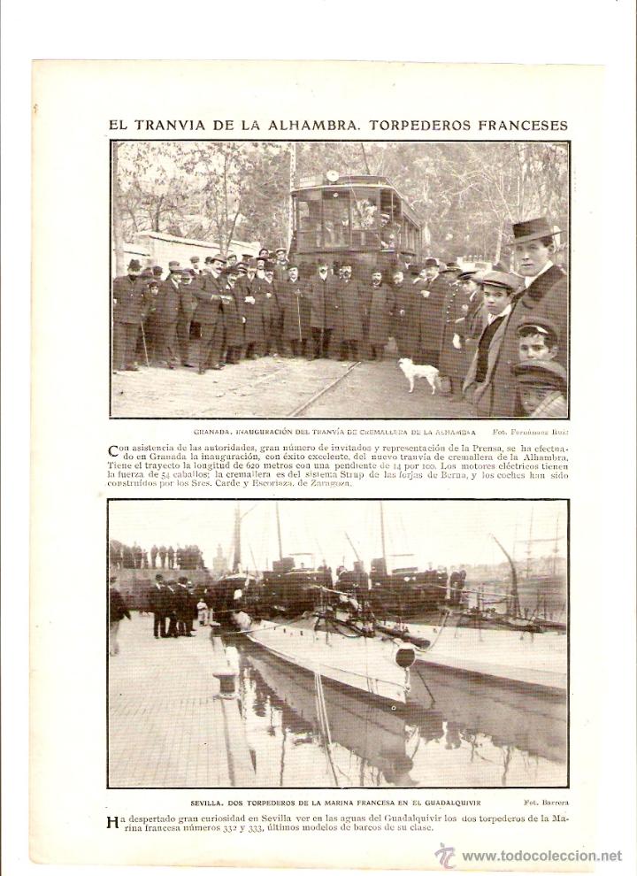 Coleccionismo: A&Ntilde;O 1907 RECORTE PRENSA INAUGURACION TRANVIA DE CREMALLERA DE LA ALHAMBRA GRANADA