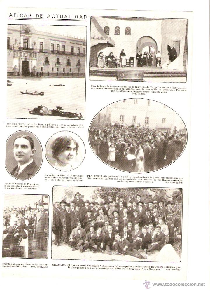 Coleccionismo: A&Ntilde;O 1913 RECORTE PRENSA PLASENCIA PLAZA DEL AYUNTAMIENTO EMBEITIA FIESTAS VASCAS