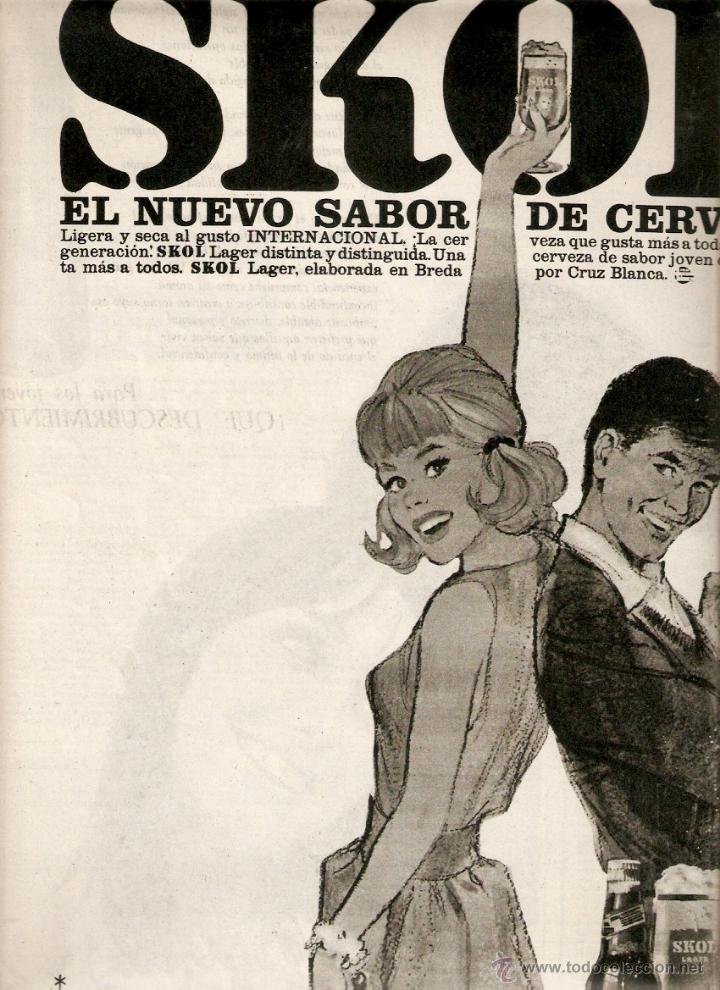 Collectionnisme: A&Ntilde;O 1965 RECORTE PUBLICIDAD CERVEZA SKOL INTERNACIONAL LAGER BEBIDAS