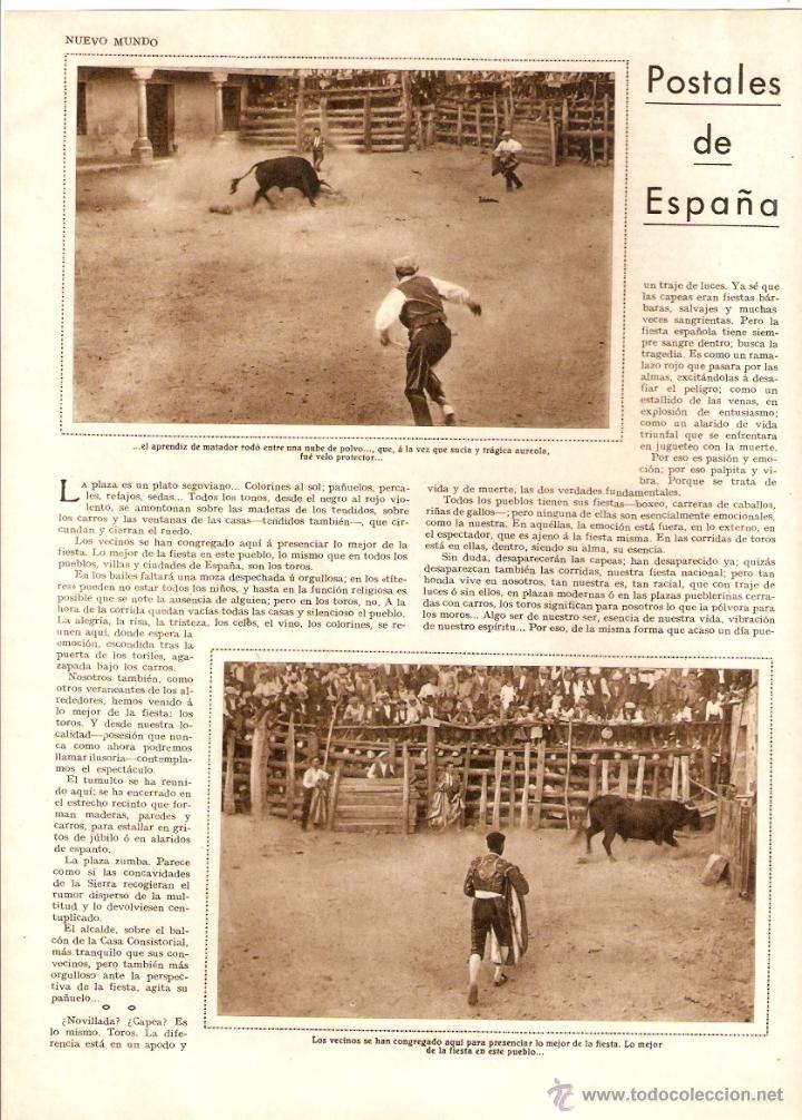 Coleccionismo: A&Ntilde;O 1930 RECORTE PRENSA PLAZA DEL AYUNTAMIENTO PUEBLO SEGOVIANO SEGOVIA TOROS CAPEAS CORRIDAS TOROS