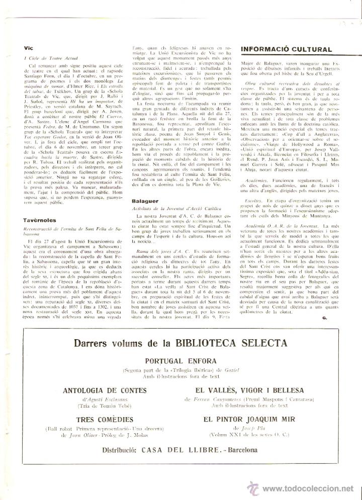Coleccionismo: A&Ntilde;O 1960 RECORTE PRENSA TAVERNOLES RECONSTRUCCION ERMITA DE SANT FELIU DE SABASSONA