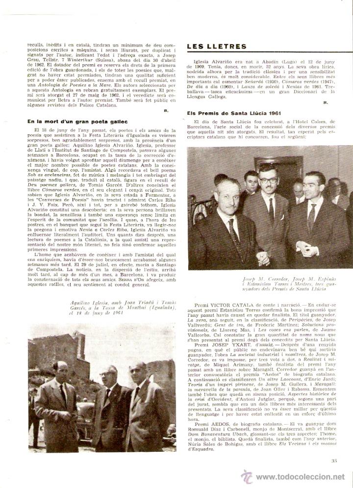 Collecting paper: A&Ntilde;O 1962 RECORTE PRENSA IGUALADA TOSSA DE MONTBUI AQUILINO IGLESIA JOAN TRIADU TOMAS GARCES POESIA