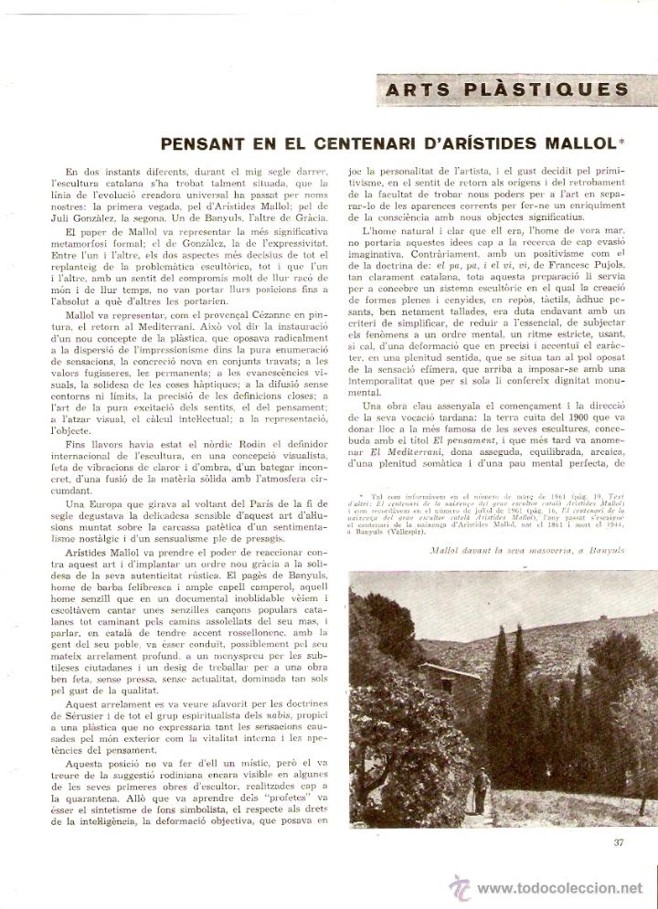 Coleccionismo: A&Ntilde;O 1962 RECORTE PRENSA CENTENARIO ARISTIDES MALLOL BANYULS ESCULTURA PERPINYA