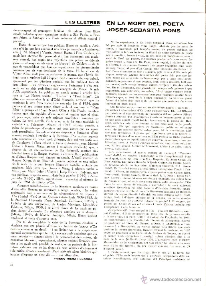 Coleccionismo: A&Ntilde;O 1962 RECORTE PRENSA MUERTE POETA JOSEP SEBASTIA PONS POESIA
