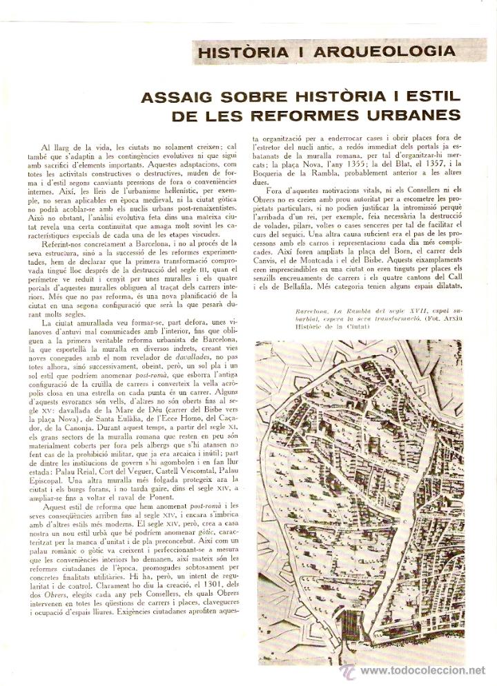 Coleccionismo: A&Ntilde;O 1962 RECORTE PRENSA ASSAIG ENSAYO SOBRE HISTORIA ESTILO DE LAS REFORMAS URBANAS DURAN SANPERE