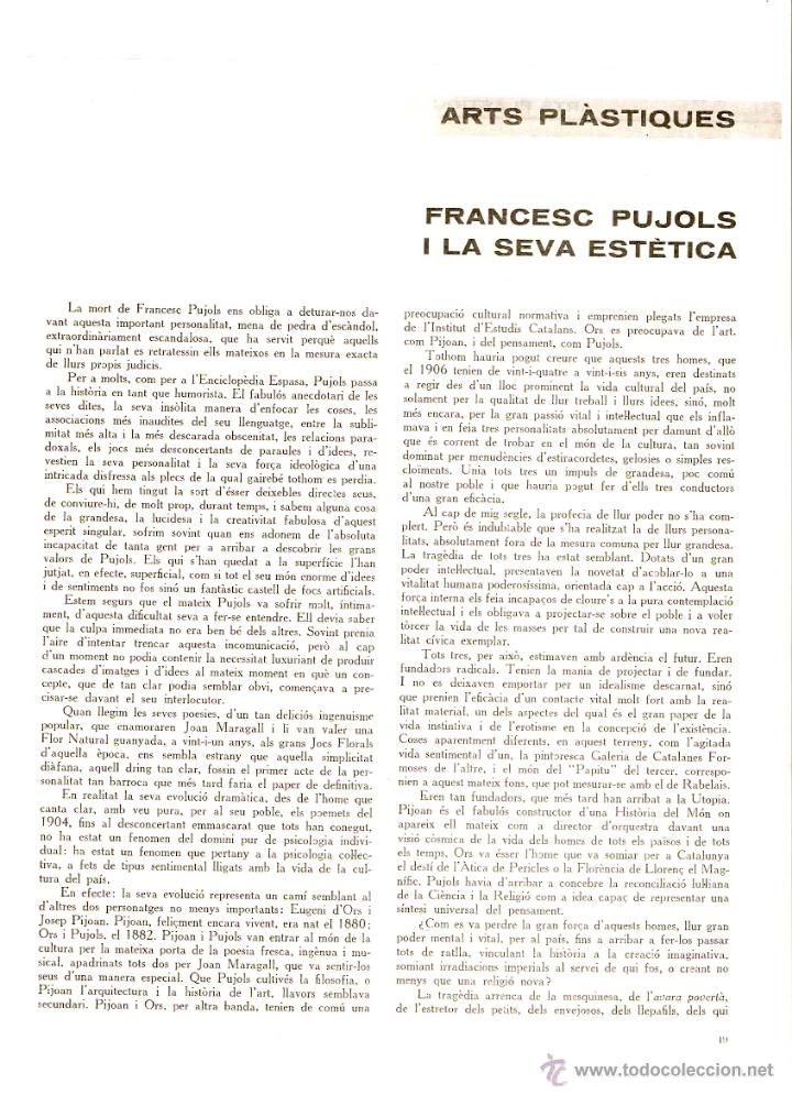 Coleccionismo: A&Ntilde;O 1962 RECORTE PRENSA POESIA FRANCESC PUJOLS MORGADES FILOSOFO ESCRITOR