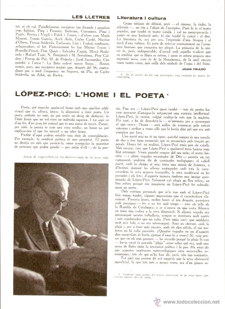 Coleccionismo: A&Ntilde;O 1962 RECORTE PRENSA POESIA JOSEP M LOPEZ PICO EL HOMBRE Y EL POETA