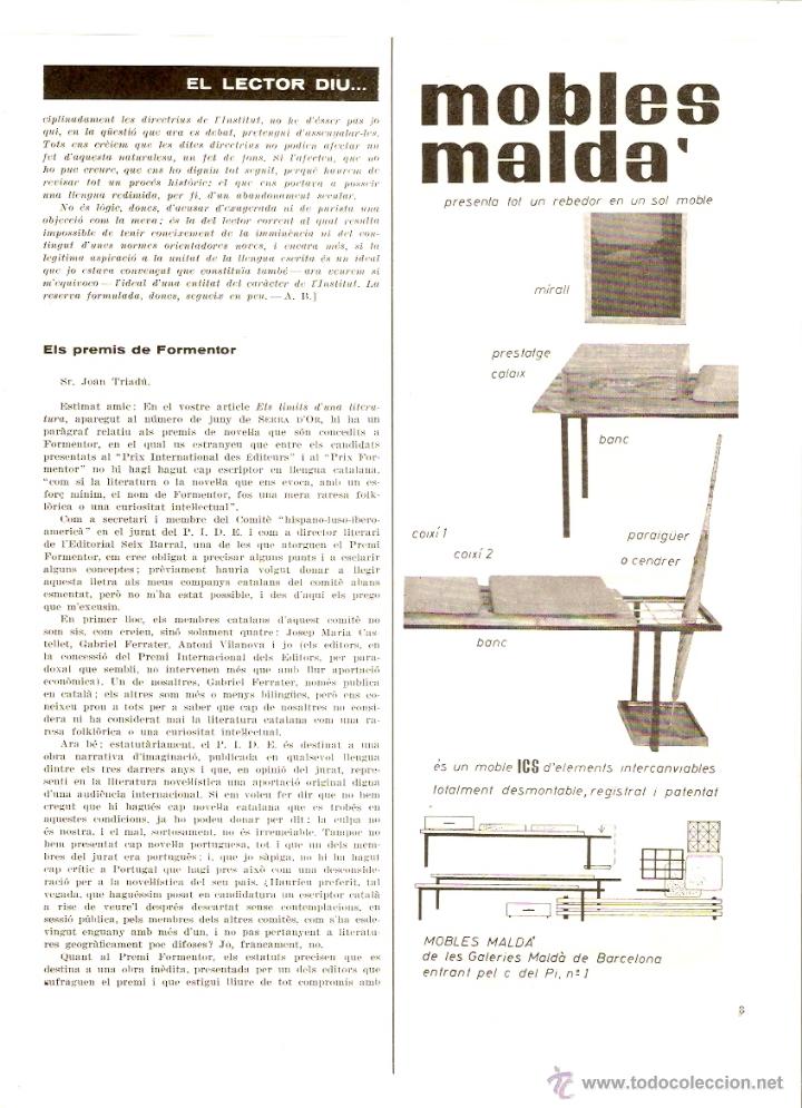 Coleccionismo: A&Ntilde;O 1962 RECORTE PUBLICIDAD MOBLES MALDA SUCURSAL BAVILLESSET EQUIP ESCOLTES