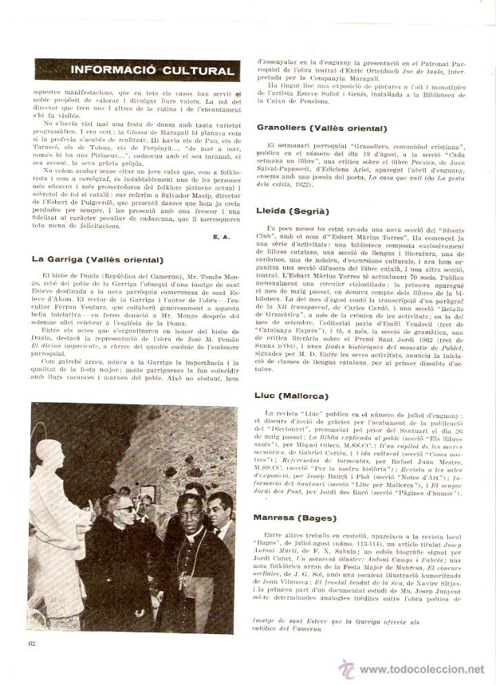 Coleccionismo: A&Ntilde;O 1962 RECORTE PRENSA LA GARRIGA DONACION ESTATUA DE SANT ESTEVE AL OBISPO DE DUALA CAMERUN