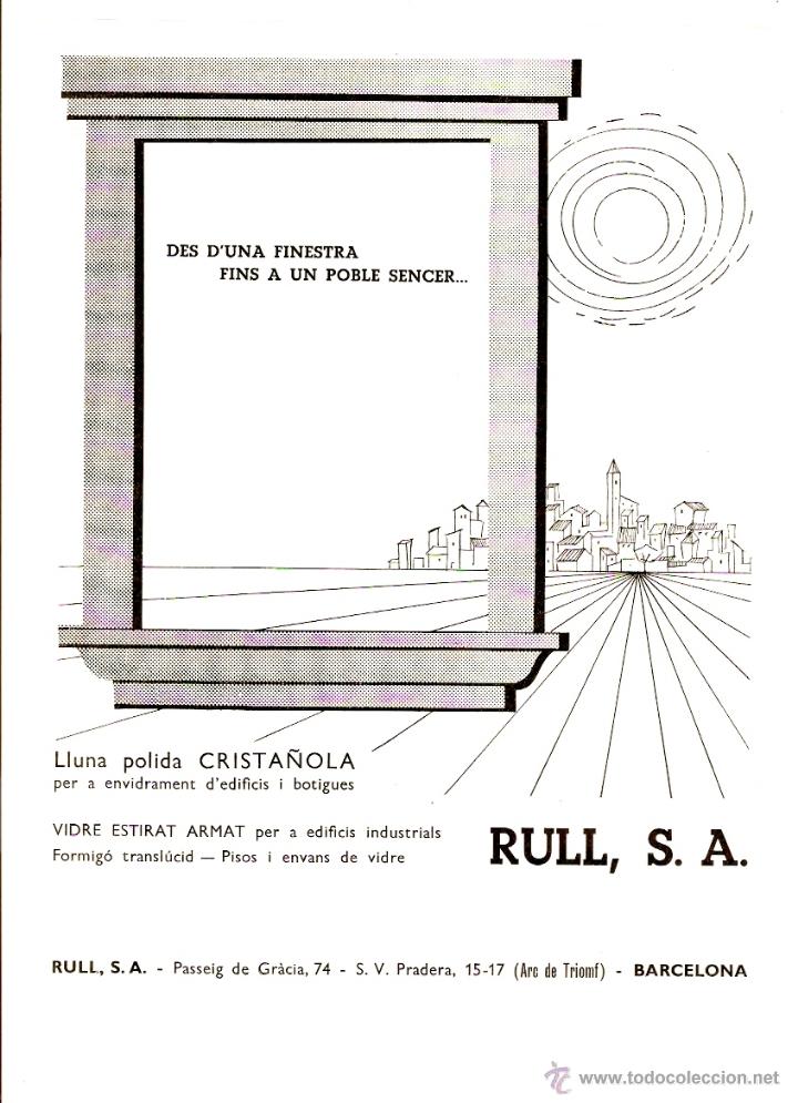Coleccionismo: A&Ntilde;O 1962 RECORTE PUBLICIAD RULL S A LLUNA PULIDA CRISTA&Ntilde;OLA PUBLICIDAD EN CATALAN