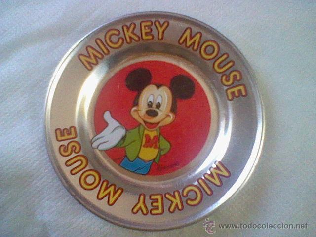 Coleccionismo: PLATILLO DISNEY MICKEY MOUSE LATA CHAPA DIBUJO SANITO ANTIGUO