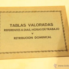 Coleccionismo: TABLAS VALORADAS REFERENTES A DÍAS-HORAS DE TRABAJO Y RETRIBUCIÓN DOMINICAL.1966. MUY CURIOSO -DOCE-. Lote 45380846