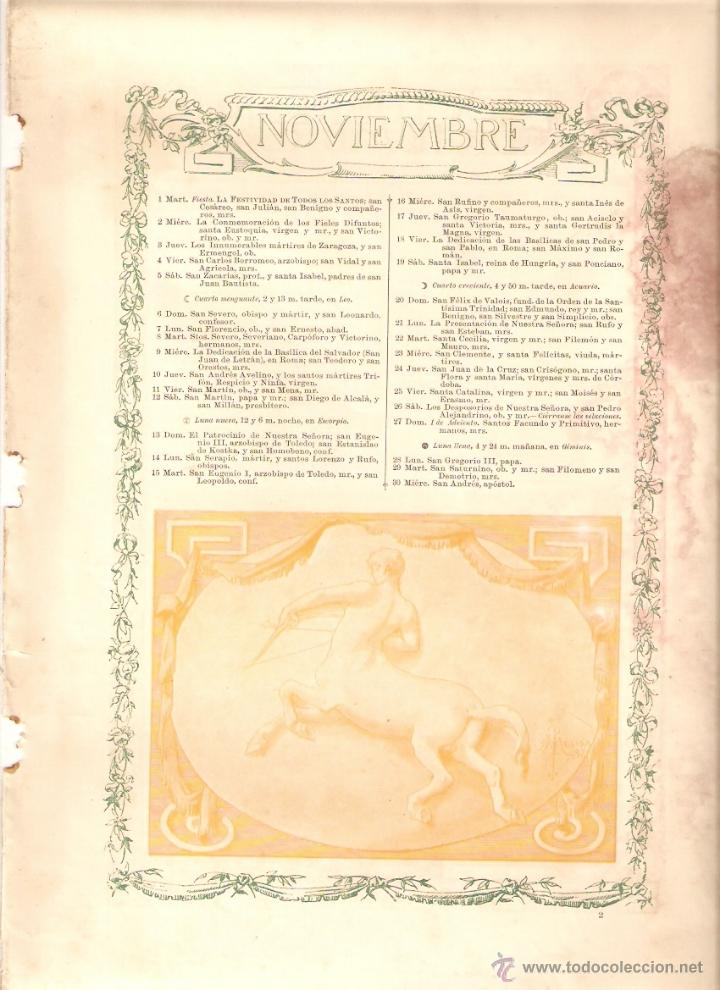 Coleccionismo: A&Ntilde;O 1897 RECORTE PRENSA ALMANAQUE SANTORAL NOVIEMBRE DICIEMBRE DE 1898 SIGNO ZODIACO ARTURO MELIDA