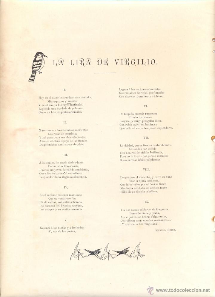 Coleccionismo: A&Ntilde;O 1897 RECORTE PRENSA POESIA LA LIRIA DE VIRGILIO MANUEL REINA