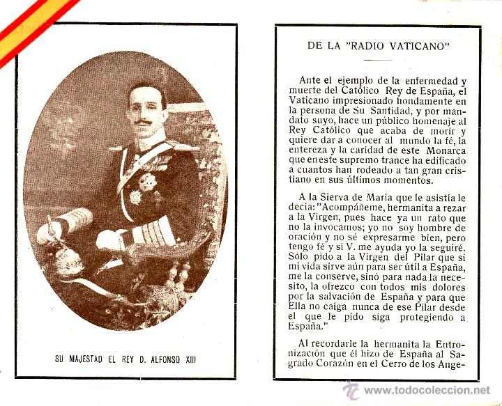 Coleccionismo: ESTAMPA RECORDATORIO FALLECIMIENTO ALFONSO XIII - ROMA FEBRERO DE 1941