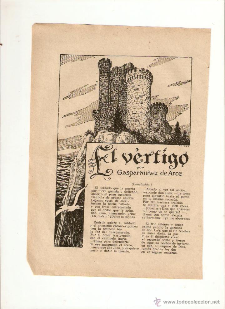 Coleccionismo: A&Ntilde;OS 20 RECORTE PRENSA POESIA EL VERTIGO GASPAR NU&Ntilde;EZ DE ARCE ILUSTRACION OPISSO DIBUJO