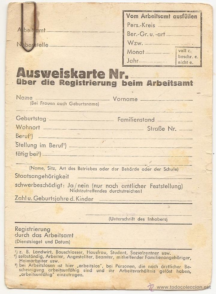 Coleccionismo: Alemania. Postguerra mundial. Documentos de trabajo