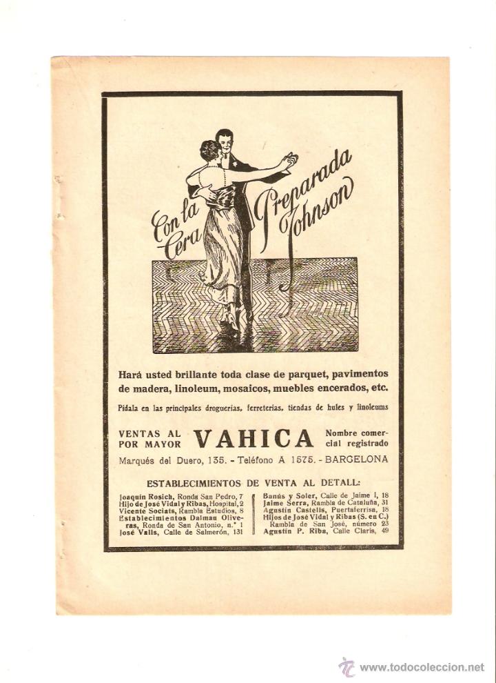 Coleccionismo: A&Ntilde;O 1923 RECORTE PUBLICIDAD CERA JOHNSON VENTAS AL POR MAYOR VAHICA JABON CARMEN PERFUMES GUIDOR