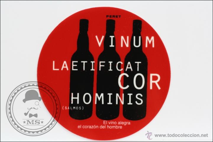 Coleccionismo: Posavasos Publicitario de Pl&aacute;stico - Peret. El Vino Alegra el Coraz&oacute;n del Hombre, Salmos - 9 Cm Di&aacute;m